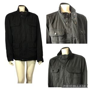 Tommy Hilfiger Black rain jacket stand collar size large